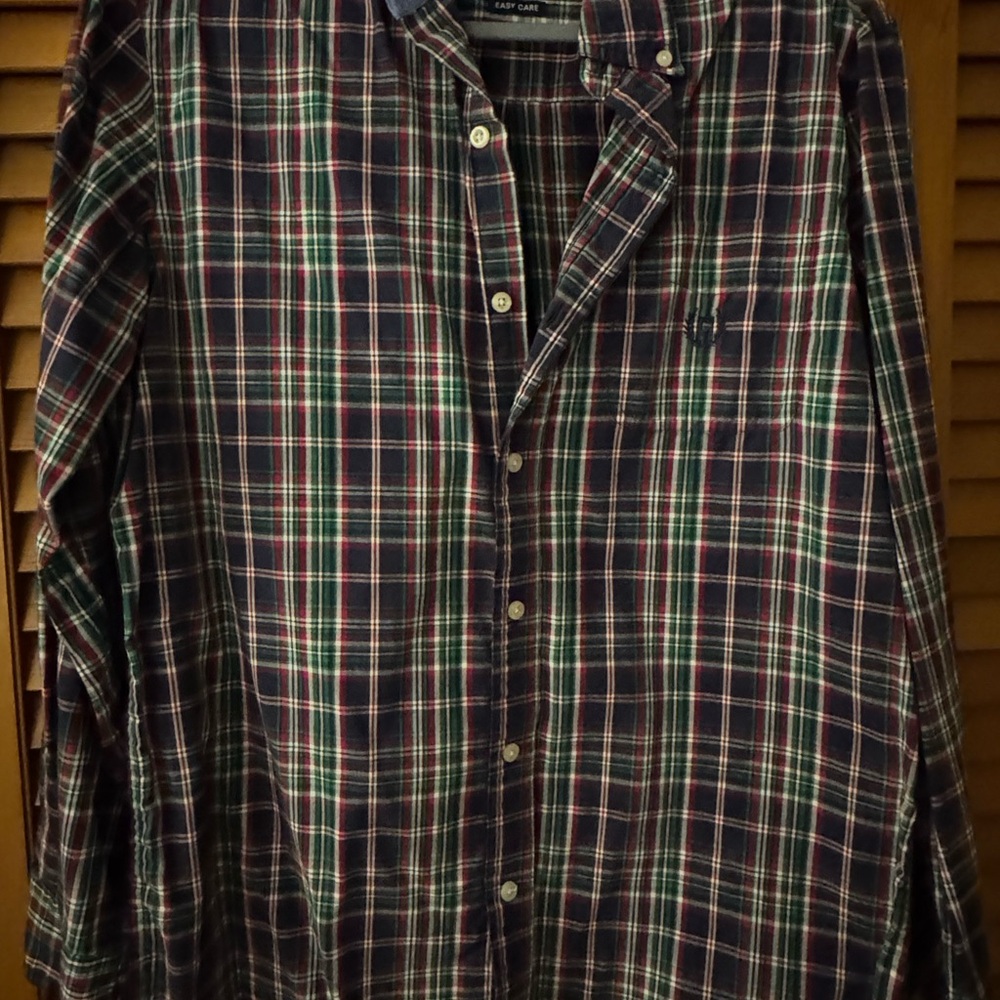 Chaps Plaid Button Down Shirt - Green and Red